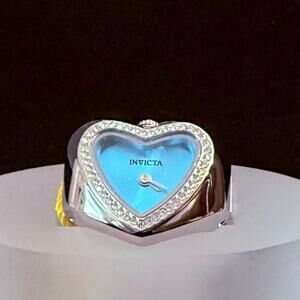Invicta Mini Angel Women's Ring Watch Crystal Bezel Blue Heart Dial 49573-NEW